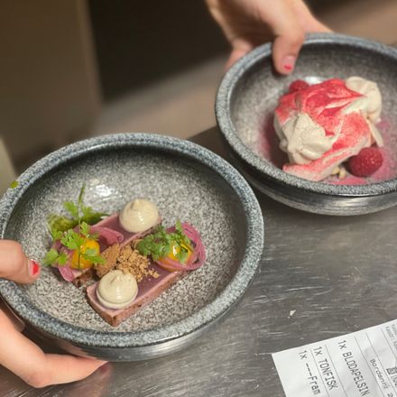 A dish prepared by a Chef Yacht Club chef
