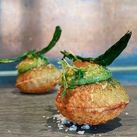 A dish prepared by a Chef Yacht Club chef
