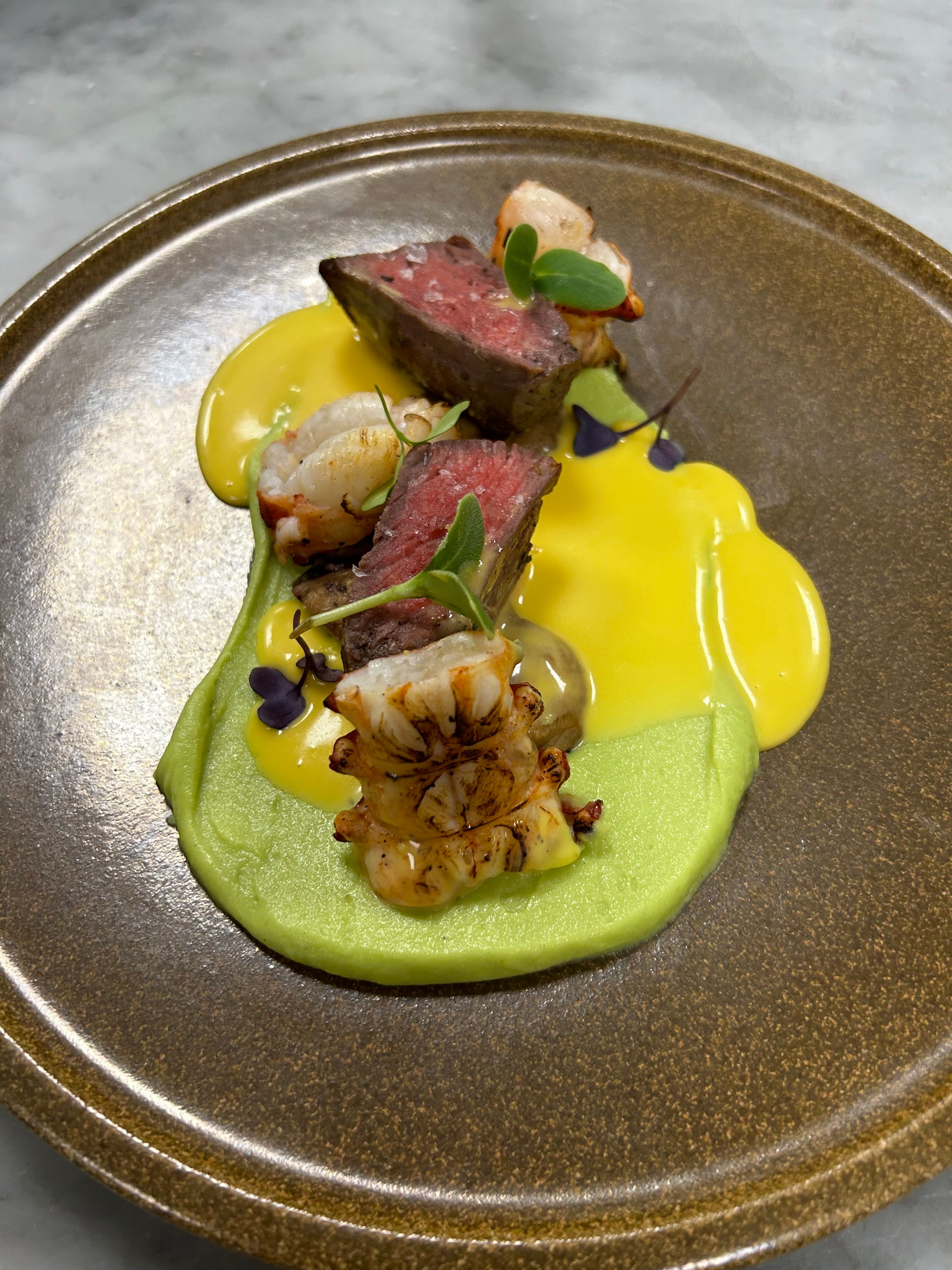 A dish prepared by a Chef Yacht Club chef