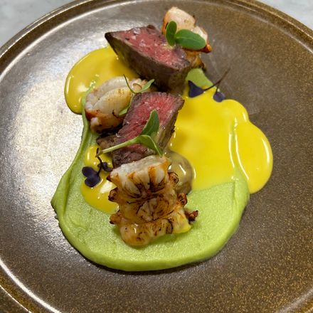 A dish prepared by a Chef Yacht Club chef