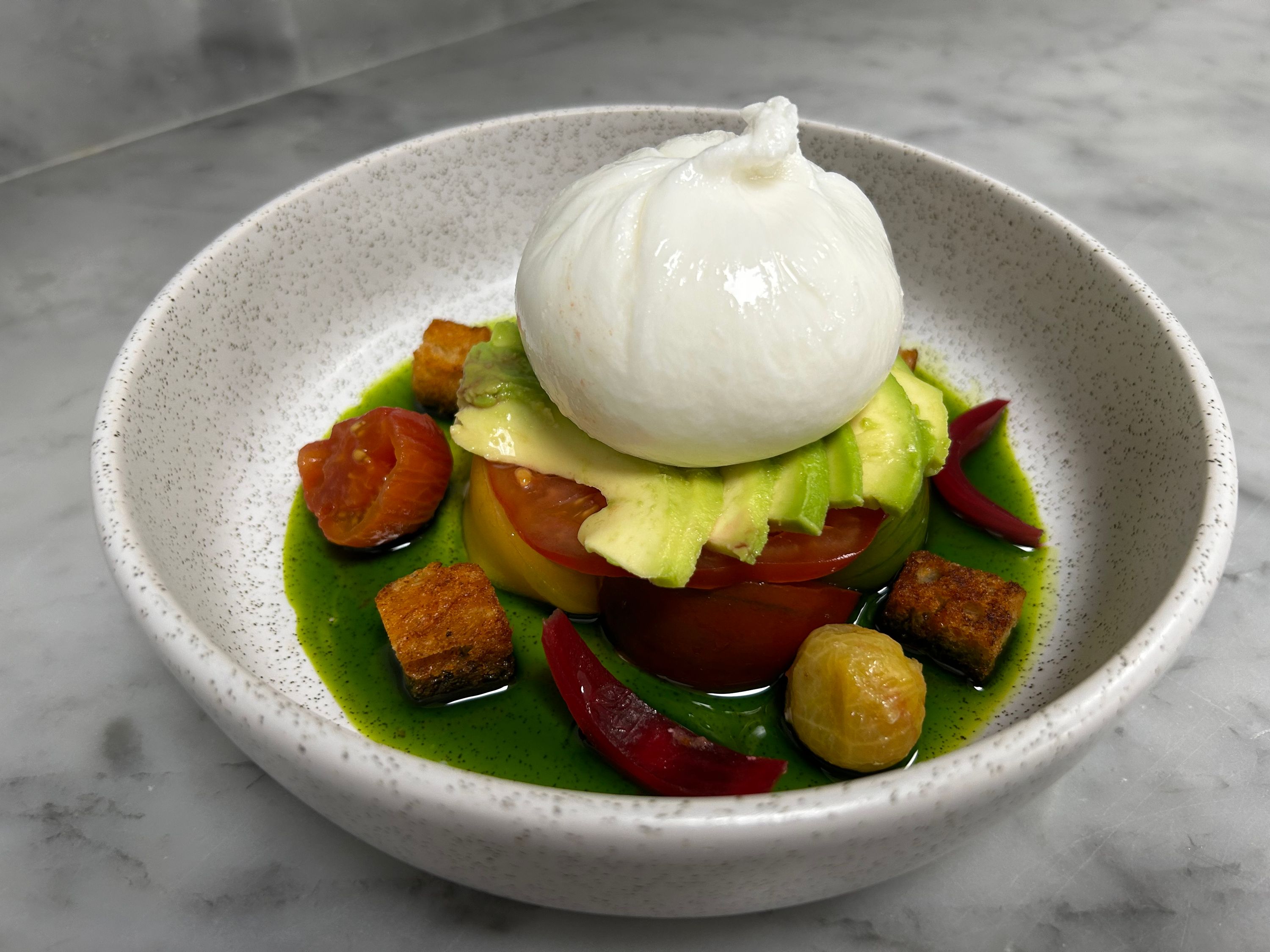 A dish prepared by a Chef Yacht Club chef