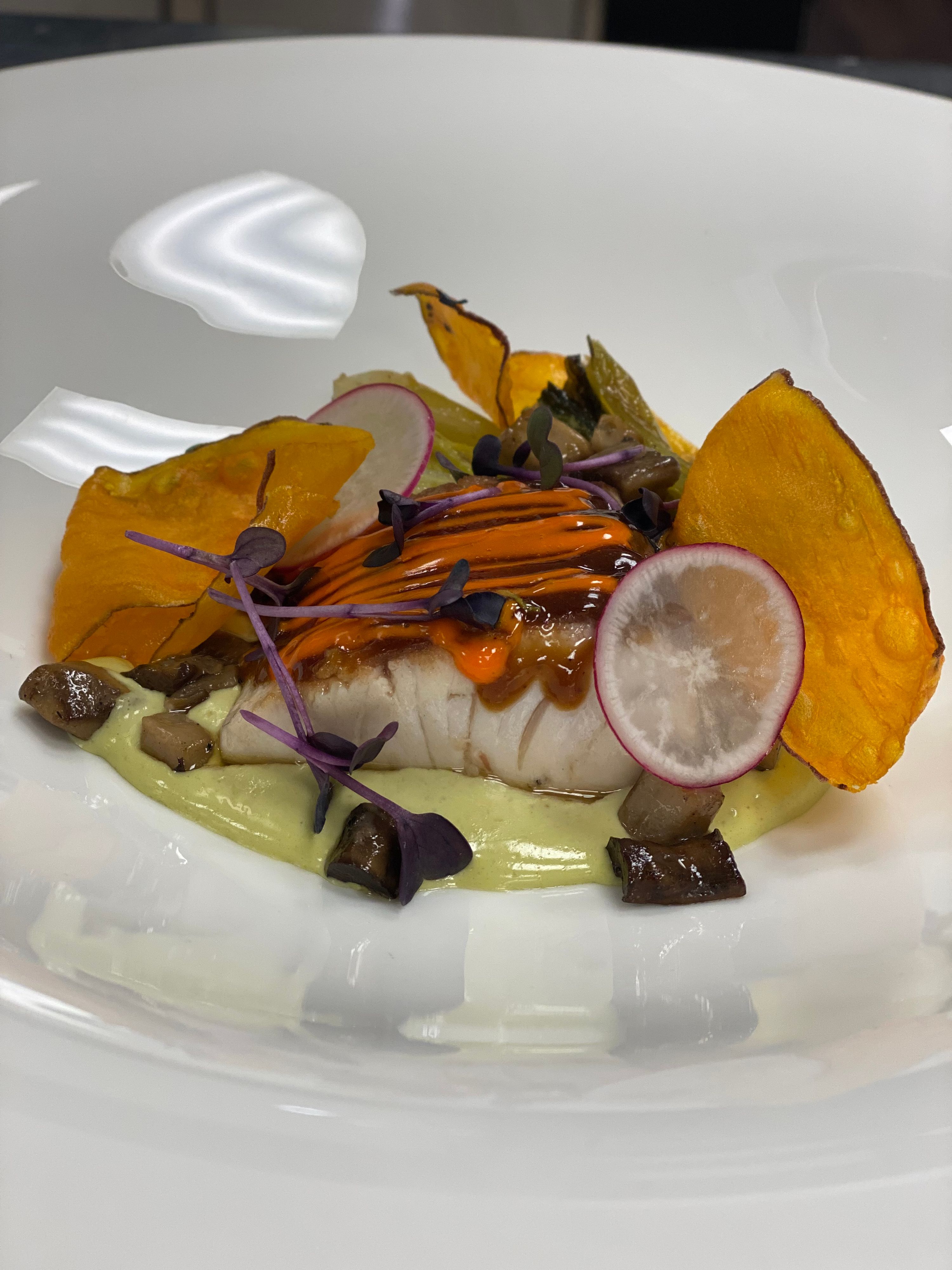 A dish prepared by a Chef Yacht Club chef