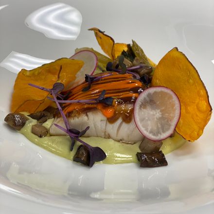 A dish prepared by a Chef Yacht Club chef