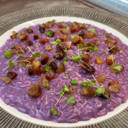 A dish prepared by a Chef Yacht Club chef